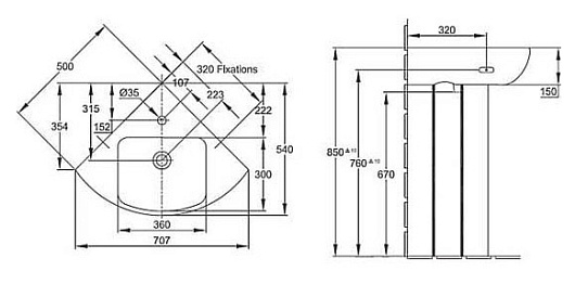 Jacob Delafon Раковина Odeon Up E4710 угловая – картинка-7