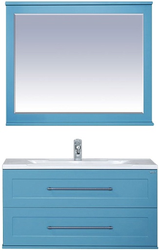 Misty Тумба с раковиной Марта 100 подвесная бирюзовая – фотография-2