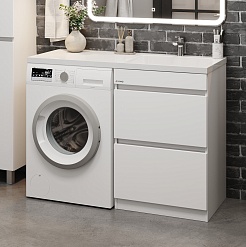 Onika Тумба с раковиной Милтон 110 R под стиральную машину белая – фотография-2