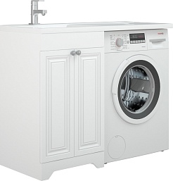 Corozo Тумба с раковиной Леон 110 L под стиральную машину белая – фотография-2