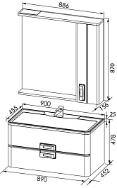Aquanet Зеркальный шкаф Паллада 90 слоновая кость – фотография-5