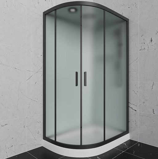 Frank Душевая кабина F412R M black с крышей профиль черный стекло матовое – фото, картинка, фотография-1
