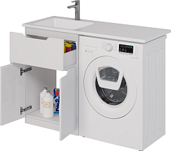 Dreja Тумба с раковиной Vega 120 L под стиральную машину белая – фотография-12