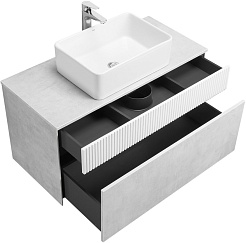 Акватон Мебель для ванной Марбл 100 подвесная слэйт/белая матовая – фотография-5