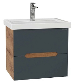 Onika Тумба под раковину Айленд 60 подвесная графит/дуб крафт золотой – фотография-1