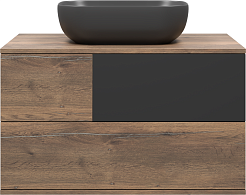 Misty Тумба с раковиной Коломбо 80 подвесная дуб галифакс/антрацит – фотография-1