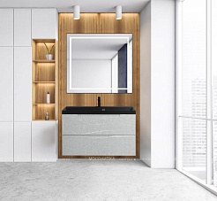 BelBagno Тумба с раковиной Vittoria 80 подвесная Toros Bianco с раковиной BB800/450-LV-ART-AST-NERO – фотография-2