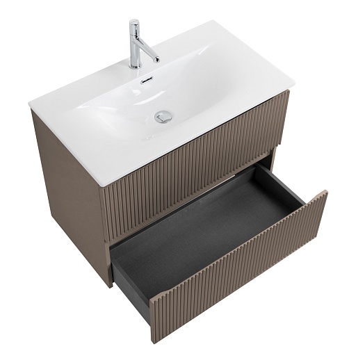 BelBagno Тумба с раковиной Uno 80 подвесная Бежевый матовый с раковиной BB-8099-80 – картинка-9