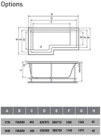 Vayer Акриловая ванна Options 165x70/85 L – фотография-7