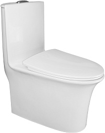 Azario Унитаз-моноблок Luna AZ-1037 безободковый с бачком с сиденьем микролифт белый – фотография-2