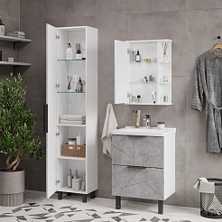 Volna Шкаф пенал Twing 40 белый/бетон – фотография-5