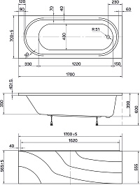 Poseidon Акриловая ванна Darina 170x70 – фотография-3