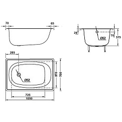 BLB Стальная ванна Europa mini 105/70 B15E22001 на ножках S30002523250700 – фотография-4