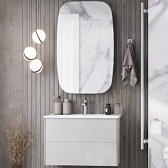 Акватон Мебель для ванной Сохо 75 L подвесная слэйт/галька серая – фотография-1