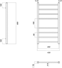 Domoterm Полотенцесушитель Куба П8 400x800 золото – фотография-4