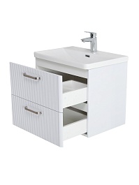 BelBagno Тумба с раковиной Due 50 подвесная Bianco Lucido ручки Матовый атласный никель – фотография-5