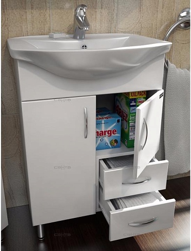 СанТа Тумба для умывальника Грация 60 с ящиками – фотография-2