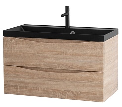 BelBagno Тумба с раковиной Marino 80 подвесная Rovere Bianco с раковиной 80/45 AST-NERO – фотография-1