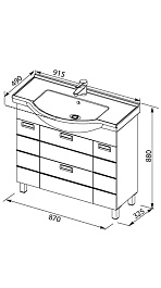 Aquanet Тумба с раковиной "Сити 90" венге (173385) – фотография-4