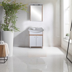 ASB-Mebel Зеркало Альпина 60 белое/дуб золотой – фотография-3