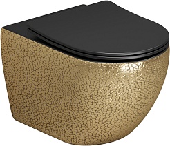 Grossman Унитаз подвесной Color GR-4411GBLS золото/черный с текстурой крокодила – фотография-1