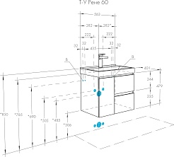 Акватон Тумба с раковиной Рене 60 белая/грецкий орех – фотография-11