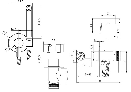 Allen Brau Смеситель с гигиеническим душем Priority 5.31A29-MG (с внутренней частью) графит браш – фотография-4