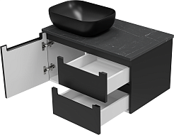 Brevita Мебель для ванной Cargo 80 подвесная черная матовая – фотография-9