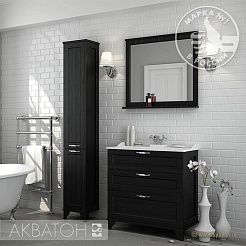 Акватон Тумба с раковиной "Леон 80 Н" ясень черный – фотография-2