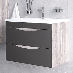 Grossman Тумба под раковину Талис 80 подвесная бетон пайн/графит матовый – фотография-3