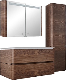 Am.Pm Зеркальный шкаф Sensation 100, с подсветкой, табачный дуб, текстурированн – фотография-3
