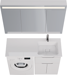 Dreja Мебель для ванной Vega 120 R под стиральную машину белая – фотография-3