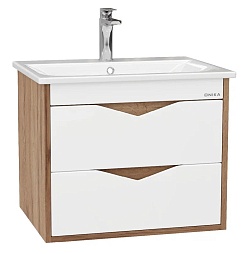 Onika Тумба под раковину Трианта 60 подвесная белая/дуб крафт золотой – фотография-1