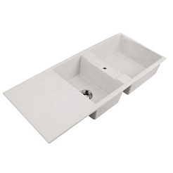 Акватон Мойка "ТОРИНА" двойная с крылом, белая – фотография-1