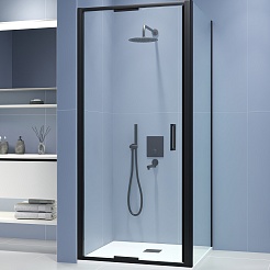 RGW Душевой уголок Stilvoll SV-145B (SV-05B + Z-050-2B) 80x110 профиль черный стекло прозрачное – фотография-1