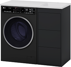 Brevita Мебель для ванной Grafit 100 R под стиральную машину графит – фотография-3