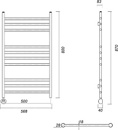 Domoterm Полотенцесушитель электрический Медея П10 500x800 АБР EL античная бронза – фотография-3