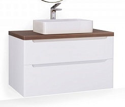 Jorno Тумба с раковиной Wood 100 белая столешница тёмная – фотография-1