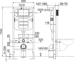 Ceramicanova Подвесной унитаз Metropol Rimless с шумоизоляционной панелью CN1000 с системой инсталляции Envision кнопка Round хром матовый – фотография-7