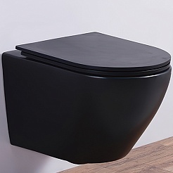 Esbano Унитаз Azalea подвесной безободковый черный матовый – фотография-1