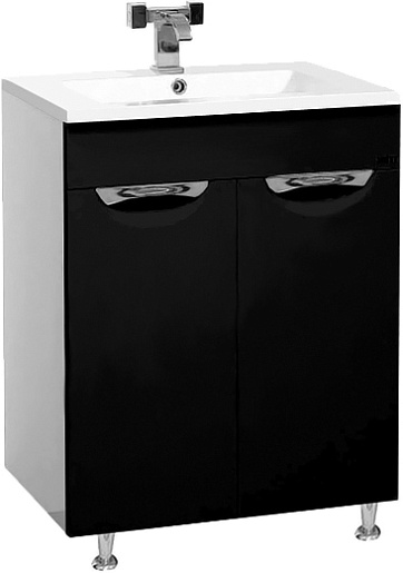 Misty Тумба для умывальника Кристи 60 черная с б/к, эмаль – фото, картинка, фотография-1