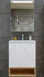 Бриклаер Мебель для ванной Кристалл 50 с нишей белая/дуб бунратти – фотография-1