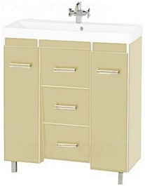 Misty Тумба для умывальника Джулия QVATRO 105 конус, 3 ящика, бежевая – фотография-1