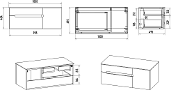 Brevita Тумба с раковиной Pallisandro 100 L подвесная серая матовая – фотография-12
