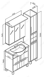 Бриклаер Зеркальный шкаф Бали / Фиджи 75 – фотография-4