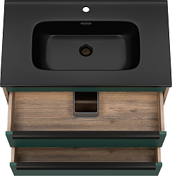 Brevita Тумба с раковиной Greenwood 80 подвесная зеленая матовая/дуб галифакс олово – фотография-8