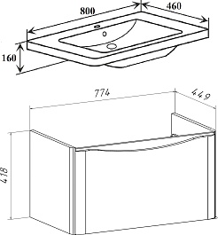 Runo Мебель для ванной Тоскана 80 подвесная белая матовая с зеркалом Руан 77 – фотография-11