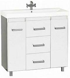 Misty Тумба для умывальника Джулия QVATRO 90, 3 ящика, белая White – фотография-1