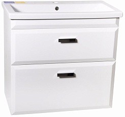 Style Line Тумба с раковиной Лотос 80 Люкс белая PLUS подвесная – фотография-1