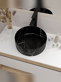 Teymi Накладная мебельная раковина Lina D35 мрамор чёрный матовый T50183 – фотография-4